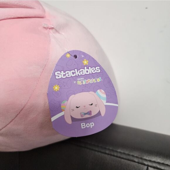 Nwt Squishmallows 12" Bop Pink Easter Bunny Rainbow Ombre Bowtie Stackable - Picture 8 of 10